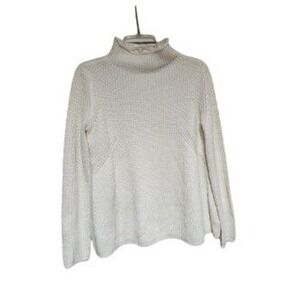 RD Style Women's Mock Neck Chunky Waffle Knit Sweater Cream White Size M